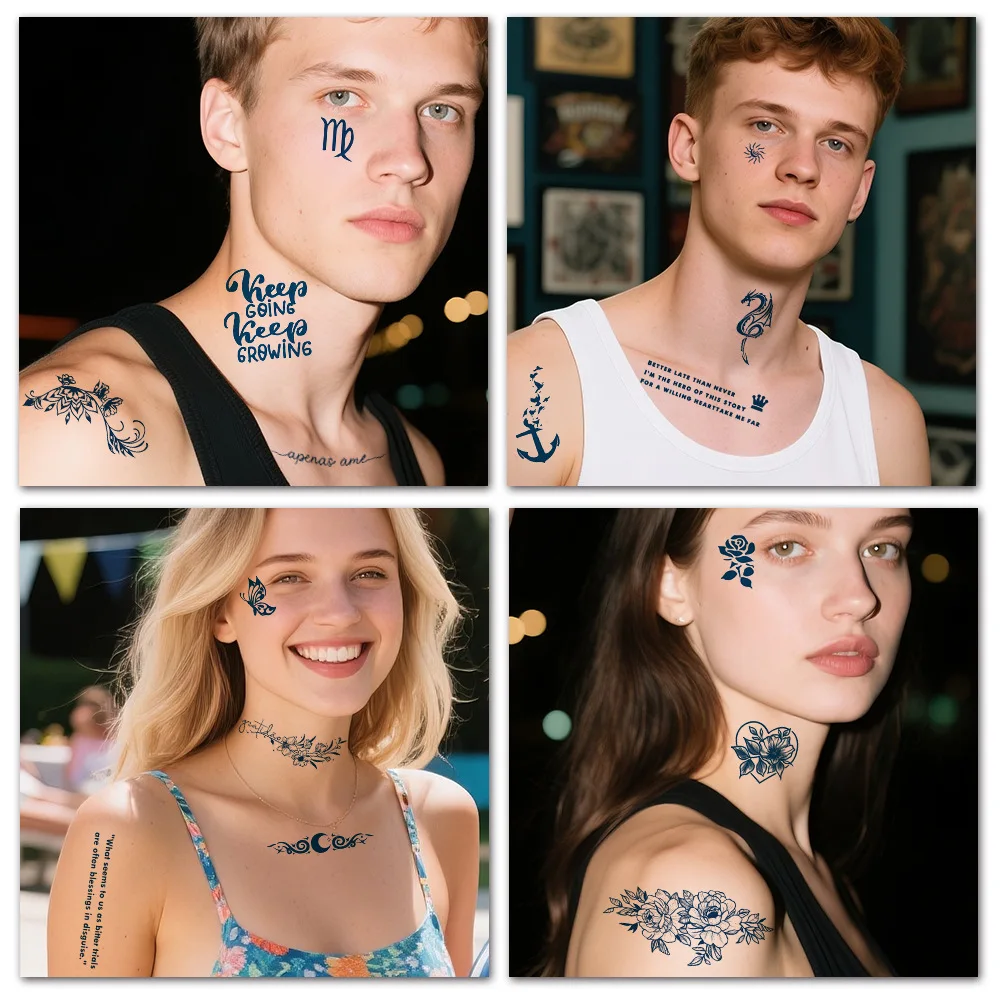 

New spot small fresh tattoo face arm invisible tattoo sticker herbal semi-permanent tattoo sticker