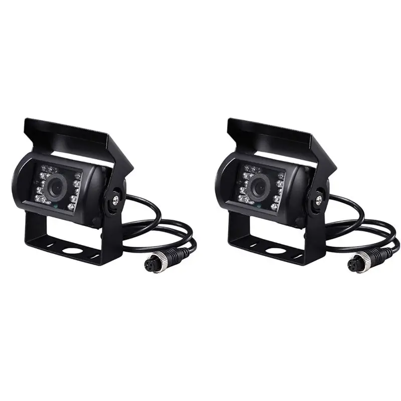 Powerful 2X Aviation Head Car Rear View Monitor Upgrade 700Tvl Ccd 18 Ir Leds Reversing Camera 12/24V For Truck Caravan Bus