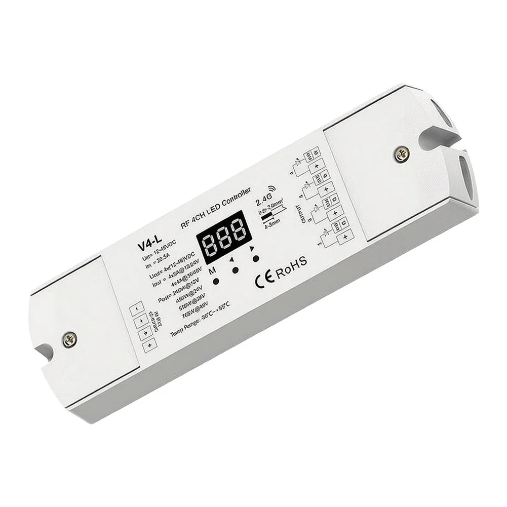 LED Controller 4 Channel for RGBW RGB and Tunable White Strips with Memory Function and Fade On Off Capability