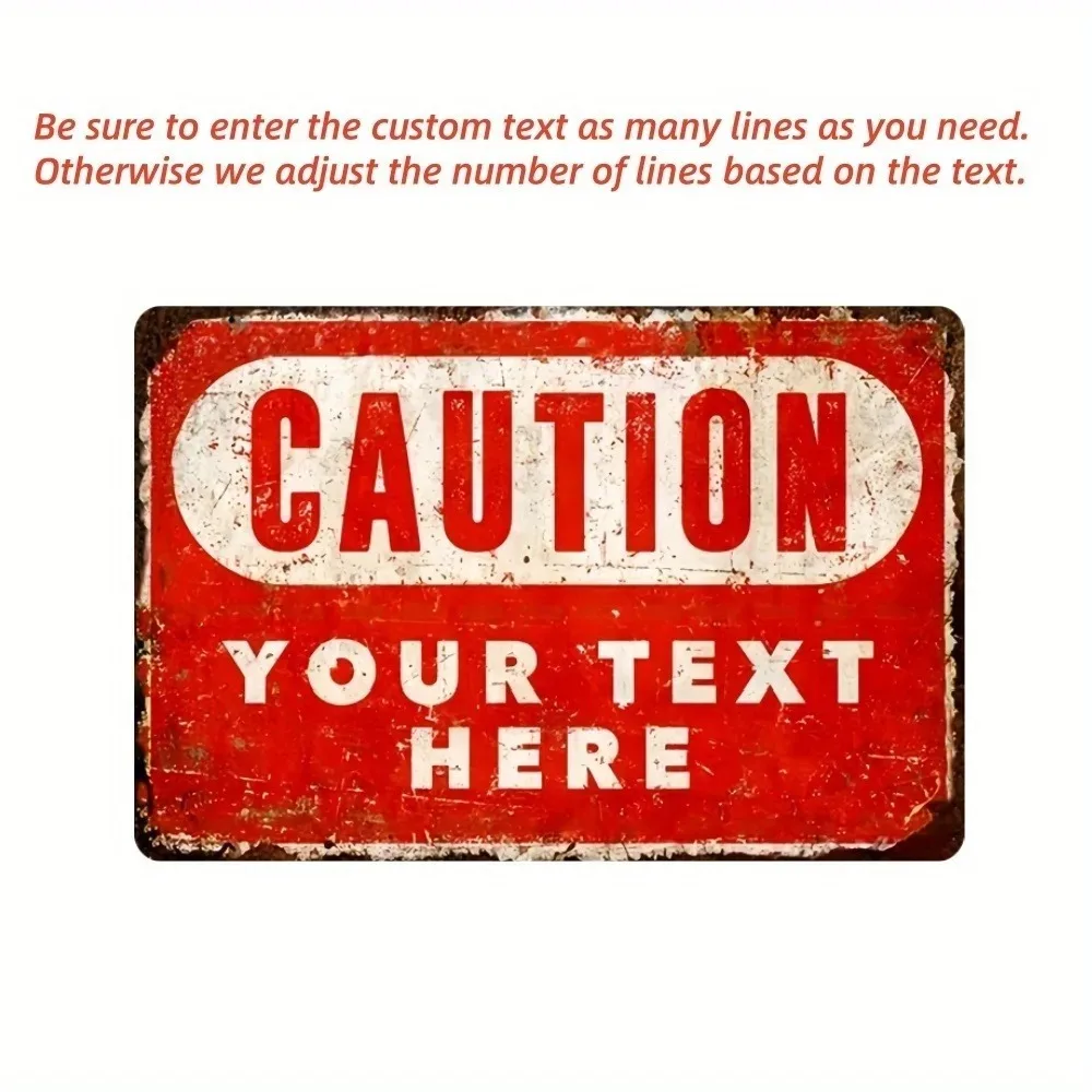 Custom Personalized Retro Warning Aluminum Metal Sign, Custom Text Wall Art Home Decor 8x12 Inch