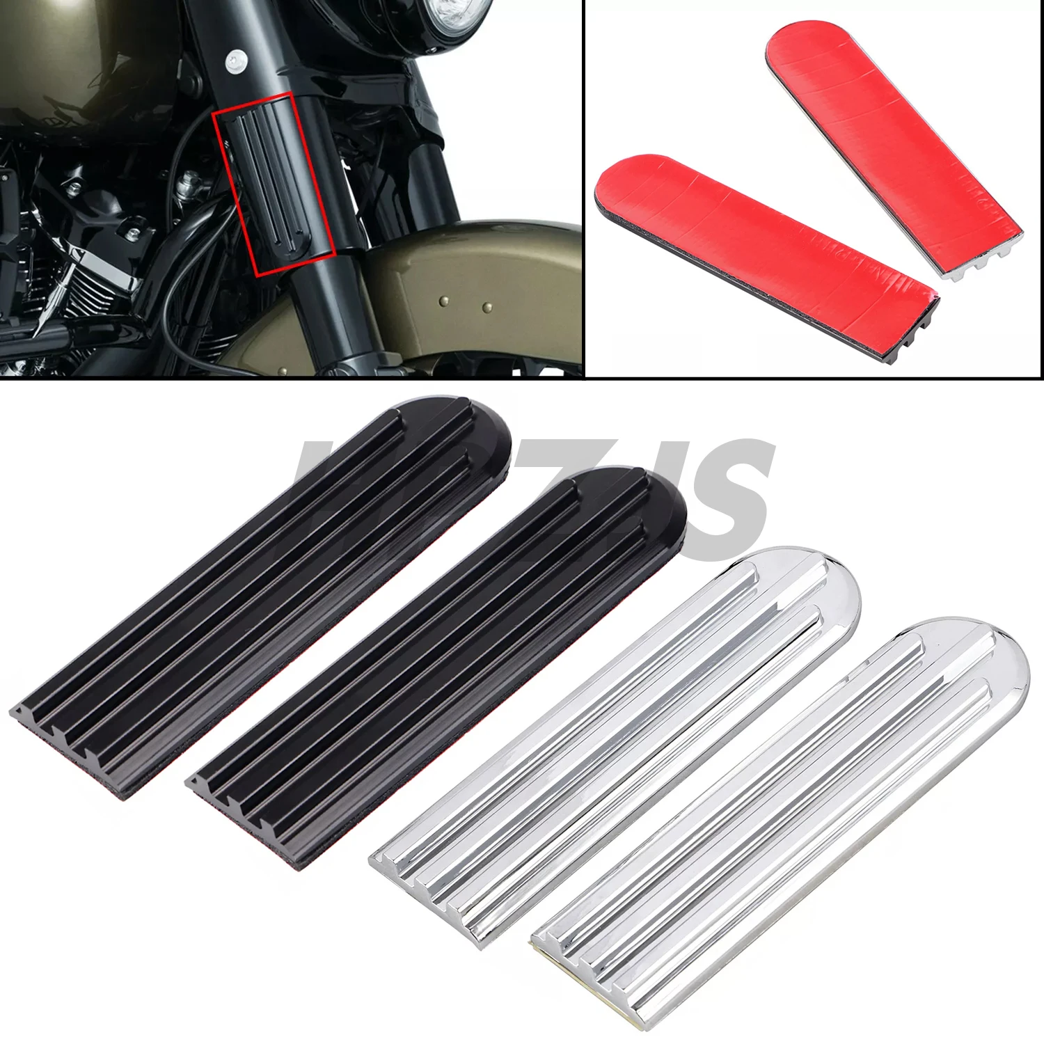 

Upper Fork Slider Accents For Harley Motorcycle Touring Electra Street Glide FLTRU FLHX Road King FLHR 2014-2022 Chrome/Black