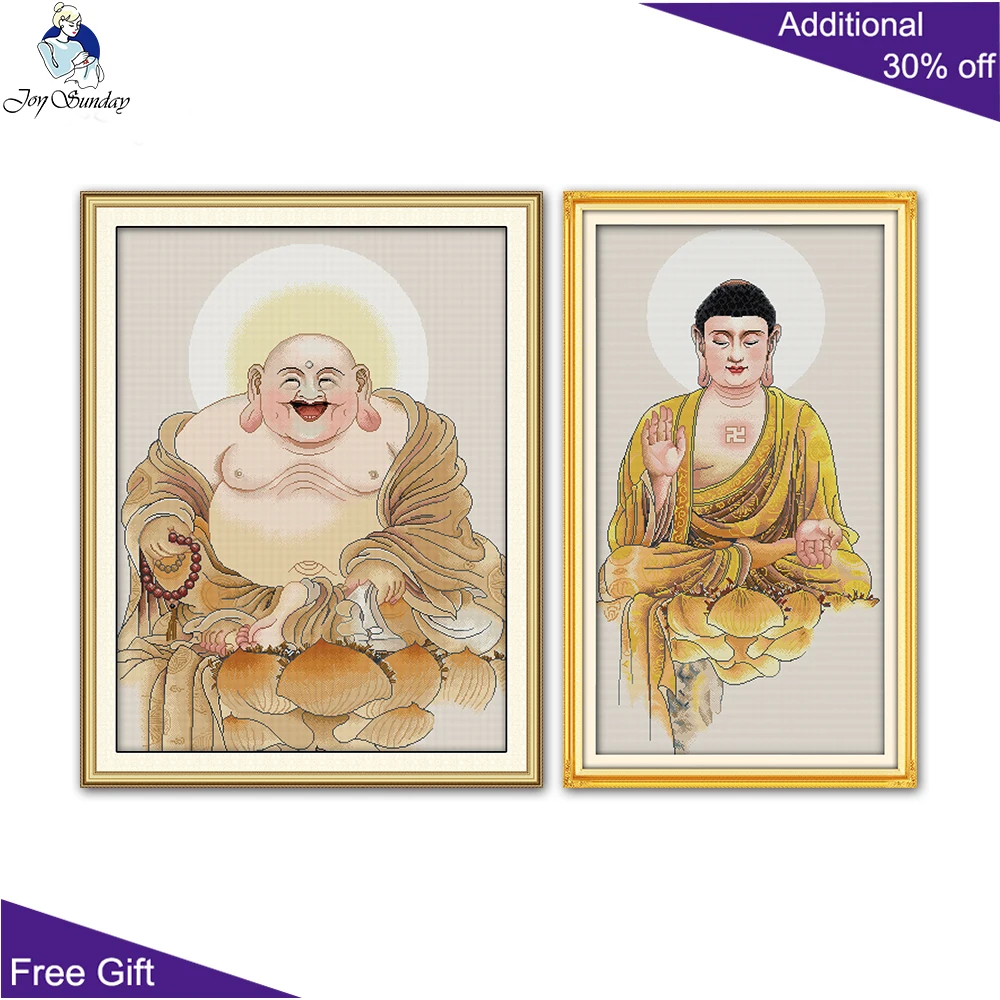 Joy Sunday Buddha Maitreya Buddha Home Decor Cross-Stitch RA493 RA496(6) Religious Buddhism needle arts & craft Cross Stitch Kit