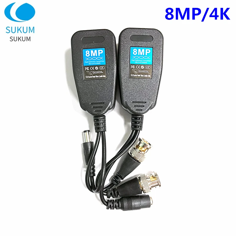 8MP RJ45 Video Balun Coaxial BNC Transceiver To CAT5e/6 CCTV HD Twisted Pair For Analog AHD CVI TVI Camera