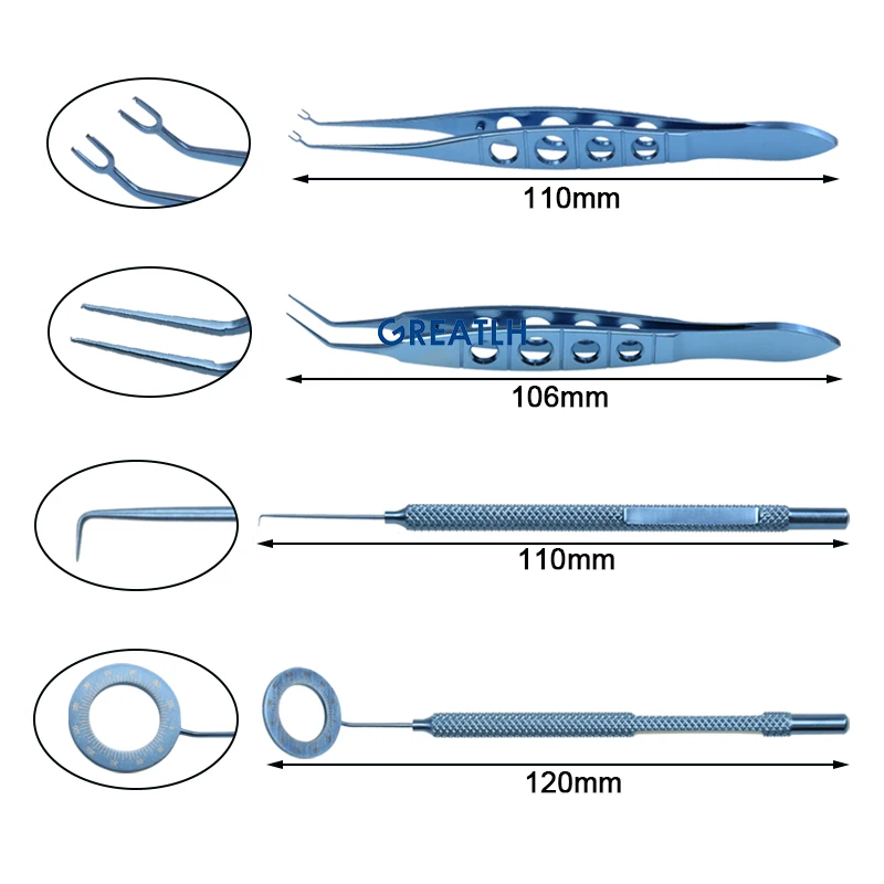 Corneal Ring Set Double Head Sinskey Hook Eye Surgical Tool Titanium Alloy Ophthalmic Instrument