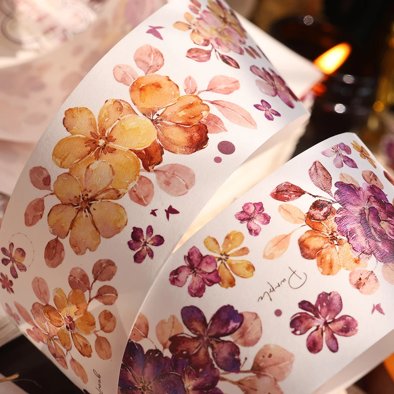 

4.9 New Washi PET Tape Roll [Brocade] Light Retro Yellow Flower Journaling Supplies Collage Card Sticker Xiao Bai Jia