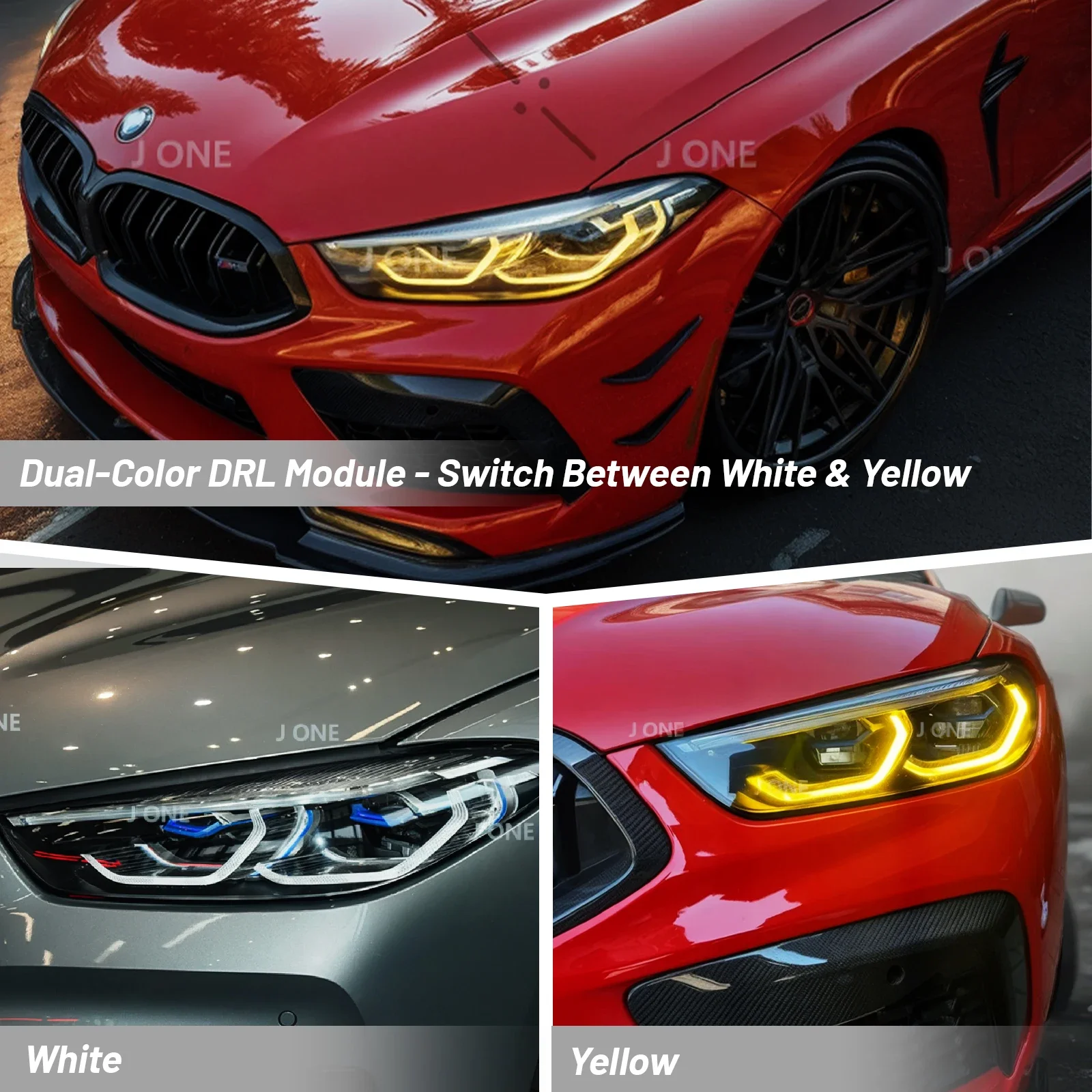 For BMW 8 series M8 840 M850 G14 G15 G16 F91 F92 F93 Dual-Color DRL Module yellow and white LED panel daytime running light
