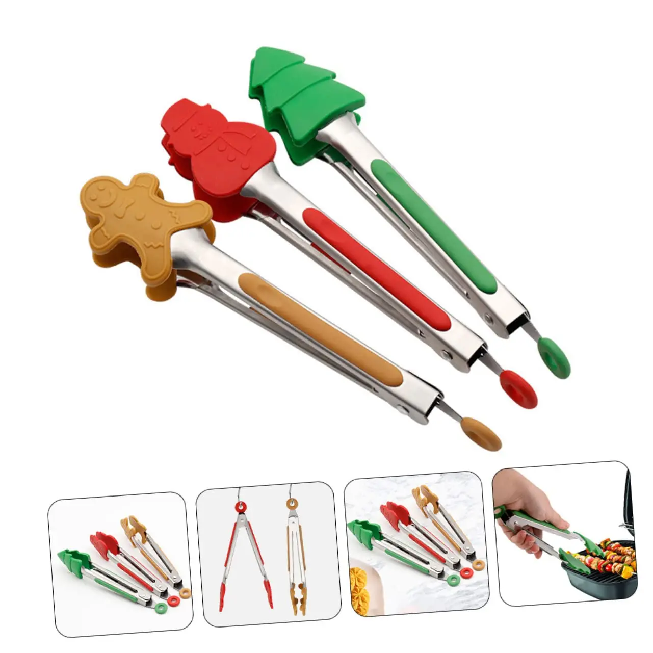 New Portable Christmas Food Tongs Grip Serving Gingerbread M