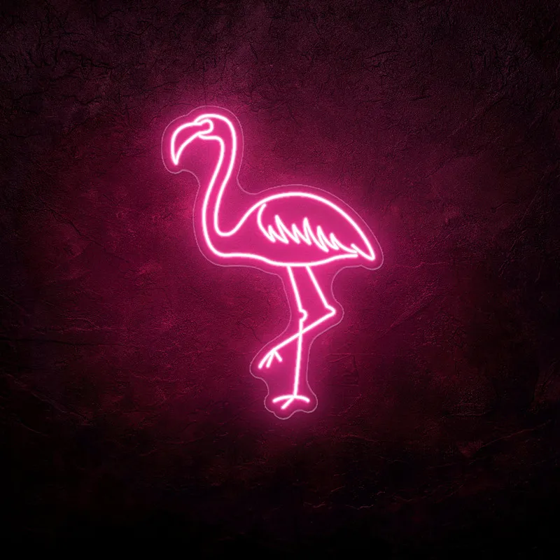 Custom Flamingo Neon Signs Aesthetic LED Flamingo Lights Decoration for Wall Decor Bar Living Room Bedroom Kids Room