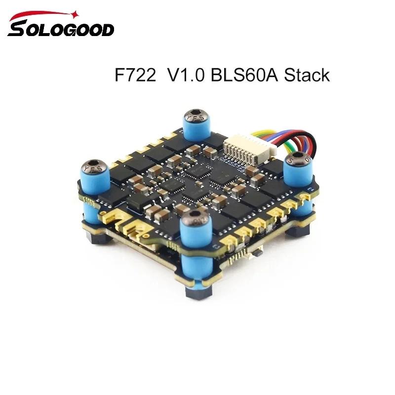 

SoloGood F722 60A Stack ICM42688P F722 Контроллер полета BLHELI_S 60A 4in1 ESC 30,5X30,5 мм 2-6S для FPV Детали дронов для фристайла