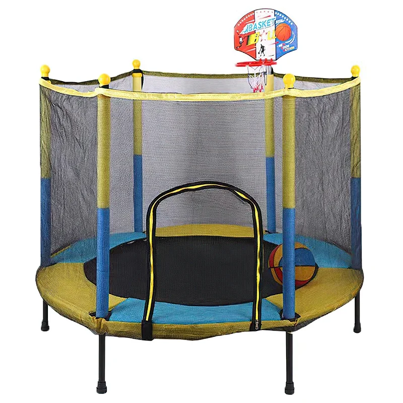 

y Kids Jumping Bed Round Children's Mini Trampoline Enclosure Net Pad Outdoor Exercise Trampoline