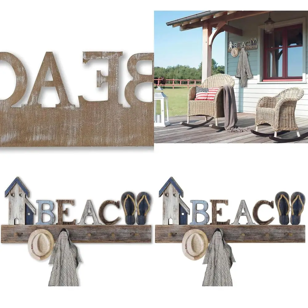 

Настенная вешалка в морском стиле с полкой и крючками для ключей для пляжного декора