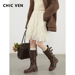 CHIC VEN Women Skirts Korean Elasticity Waist Irregular Design A Line Lace Skirt Fashion Female Clothing Spring Summer New 2025