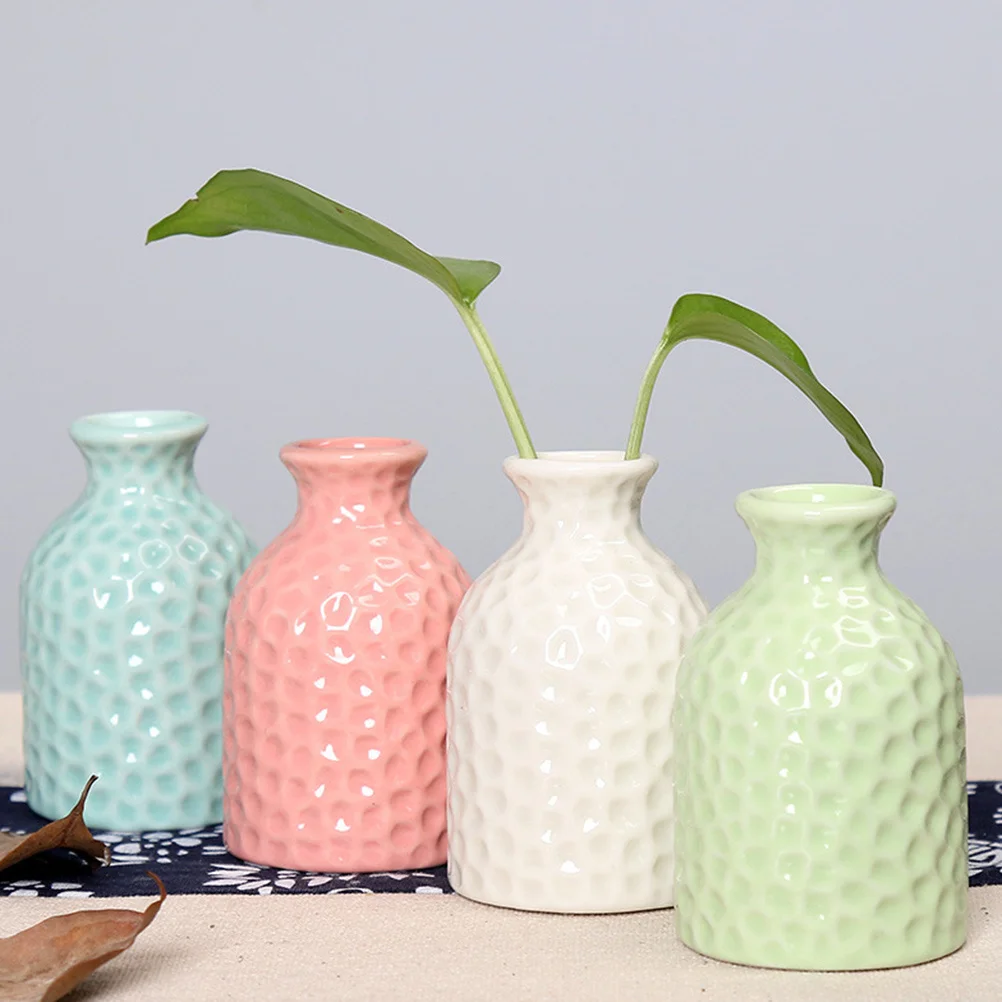 

Rustic Home Decor Desktop Small Vases Blue Ceramic Flower Aromatherapy Bottle White Decoration