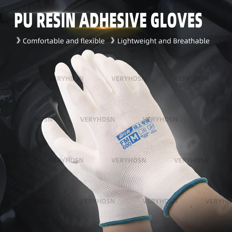 3pairs Safety Work Gloves Ultra-Thin For Men&Women Durable & Breathable Light Duty Knit Wrist Cuff Touchscreen Cut-Resistant