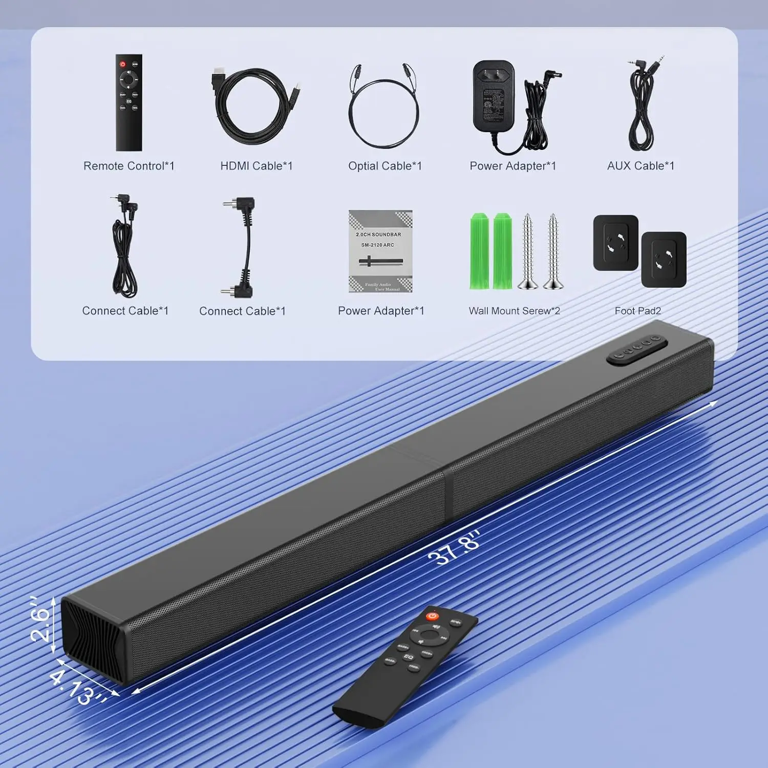 Sound Bar for Smart TV, 2 in 1 Detachable Soundbar Speaker, Sound Bar for TV/PC/Gaming/Projectors, Wall Mountable view 6