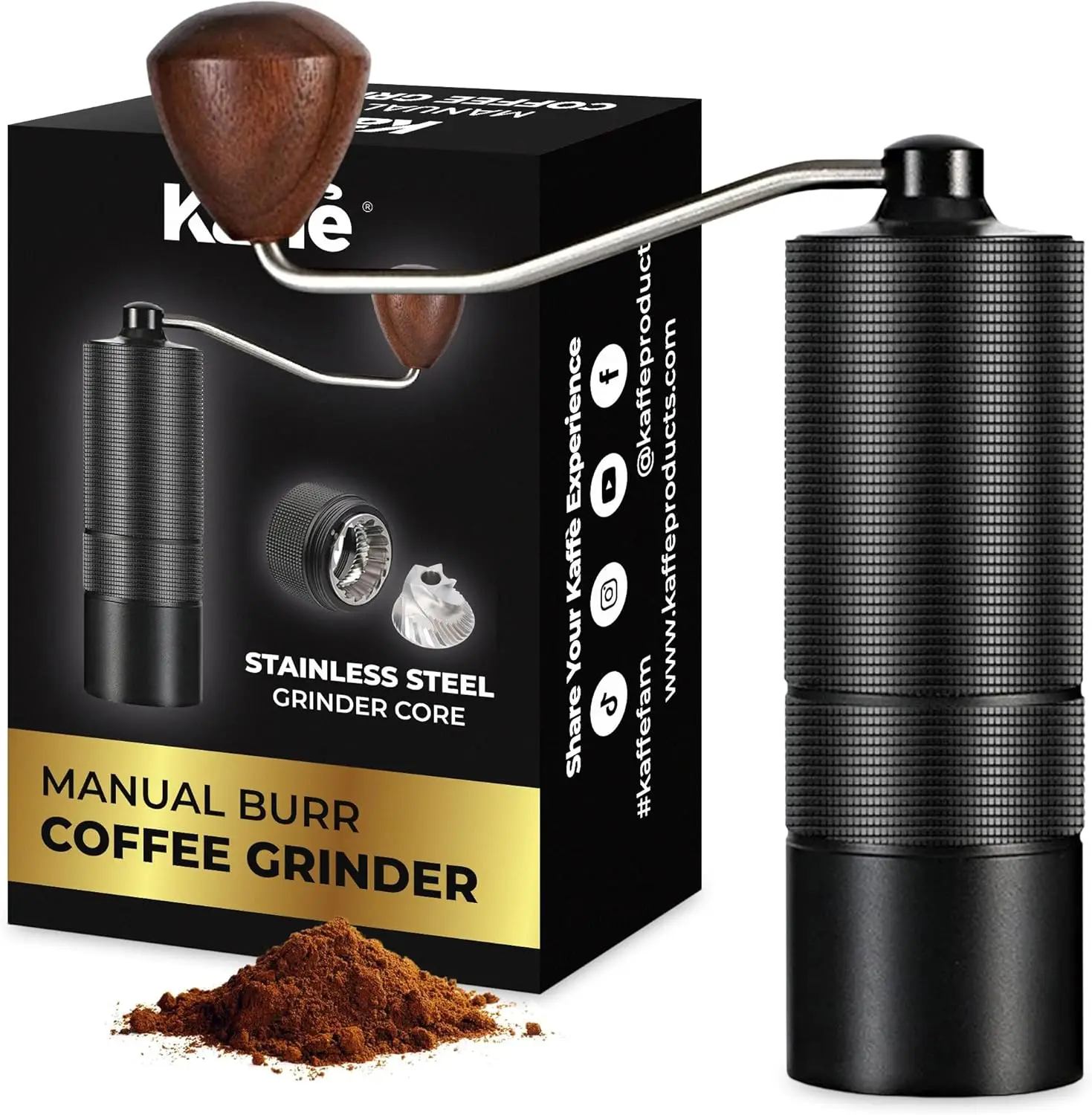 

Adjustable Manual Coffee Grinder with Stainless Steel Burr - Silent Portable for Camping Travel Home Use