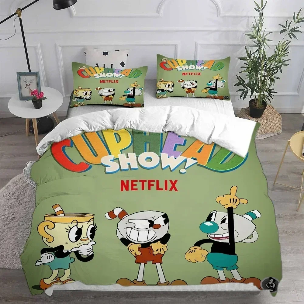 

3D новый домашний текстиль, комплект постельного белья с мультяшной чашкой и наволочкой, пододеяльник, мягкое постельное белье королевского размера для дома