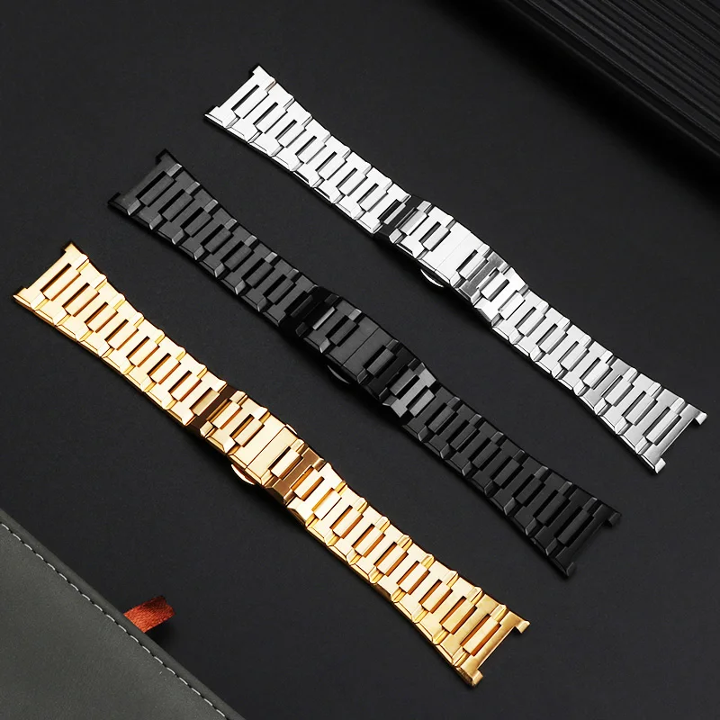 Stainless steel watchstrap 25mm Refined wear-resistant metal silver black gold men watchband For FERRAGAMO F80/F-80 Sport series