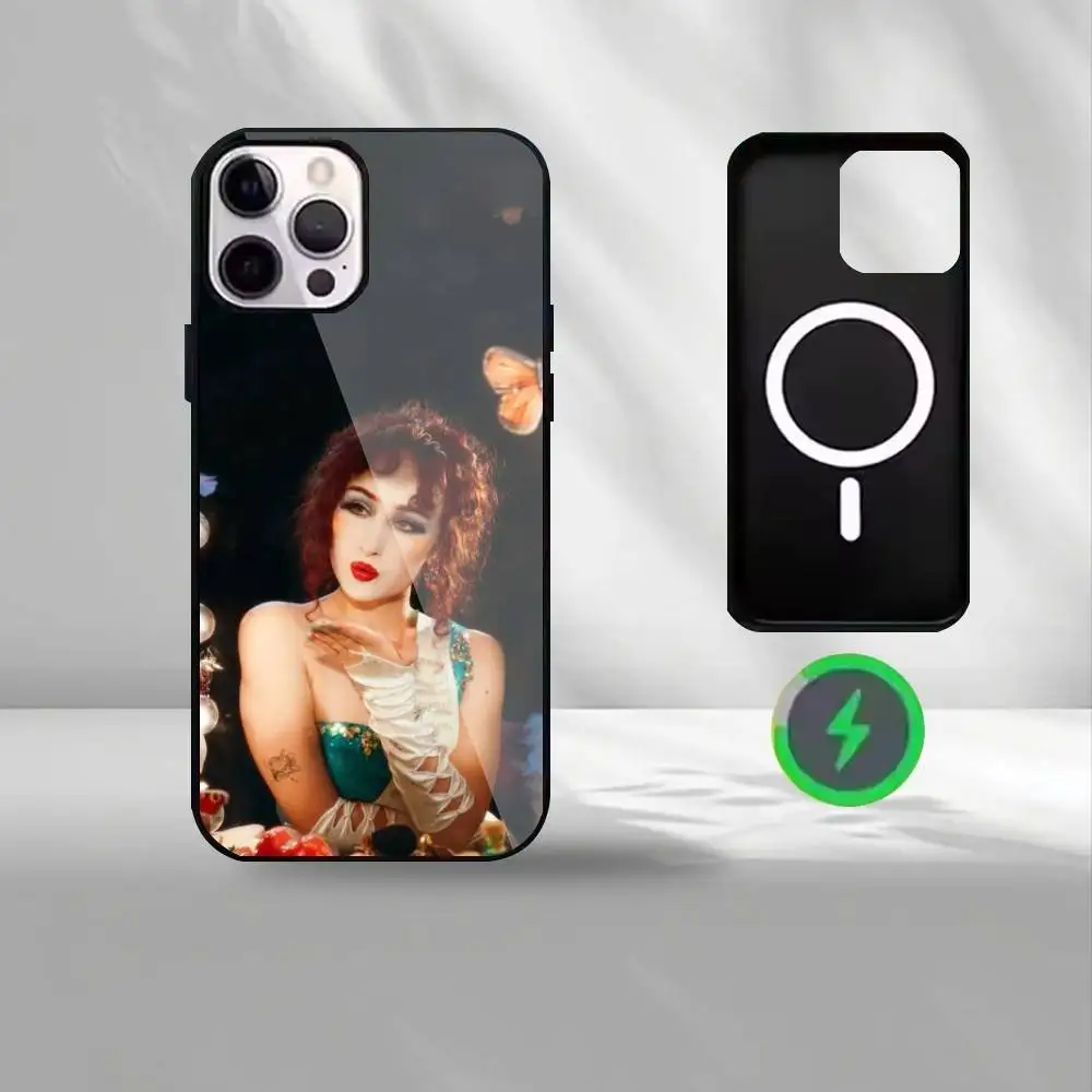 Custodia per telefono Queer Pop Icon C-Chappell Roan per iPhone17,16,15,14,13,12,11 Plus, per copertura magnetica con ricarica wireless