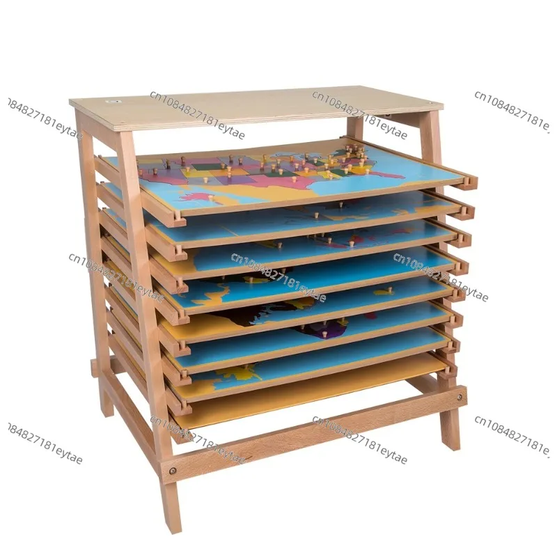 Seven continents puzzle map stand, geography education toy