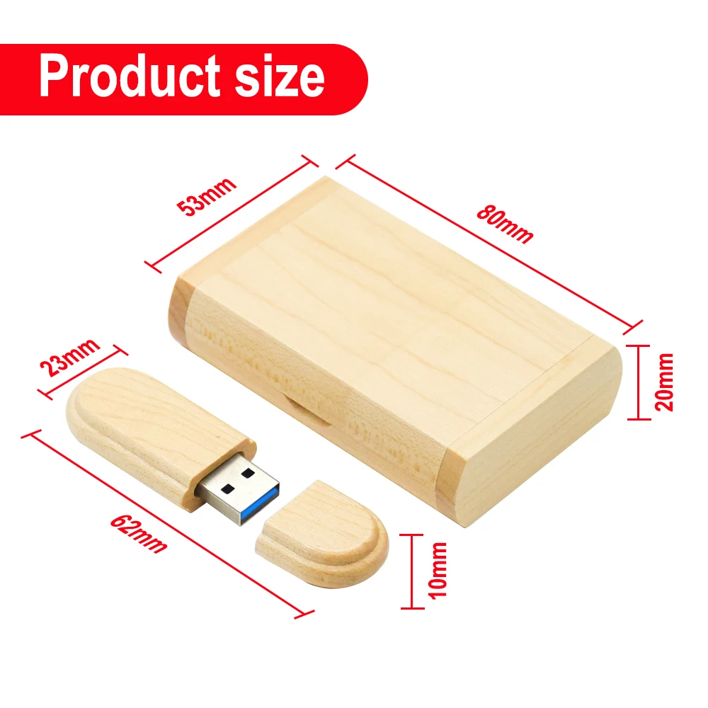 30 pz USB 3.0 USB ad alta velocità in legno USB 4 GB 16 GB chiavetta in legno d'acero + scatola pendrive 32 GB 64 GB memoria stick regali logo personalizzato gratuito