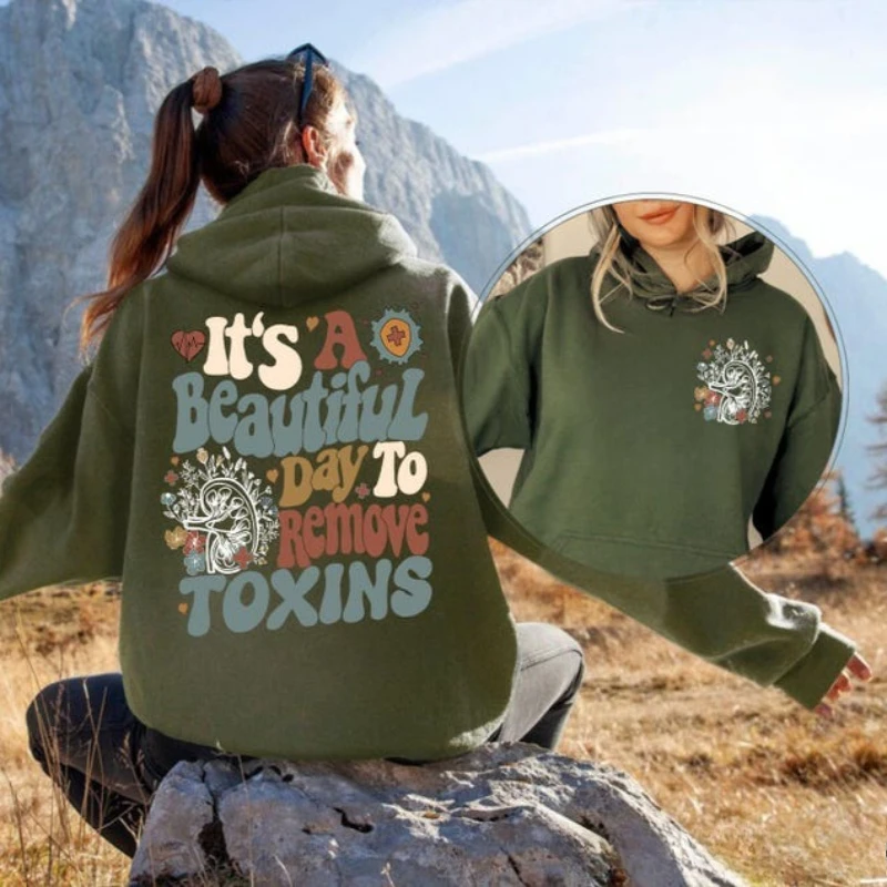 È una bella giornata per rimuovere le tossine Felpa Dialisi Infermiera Felpa Dialisi Tech Rene Sudore Nefrologia Infermiera Felpa con cappuccio