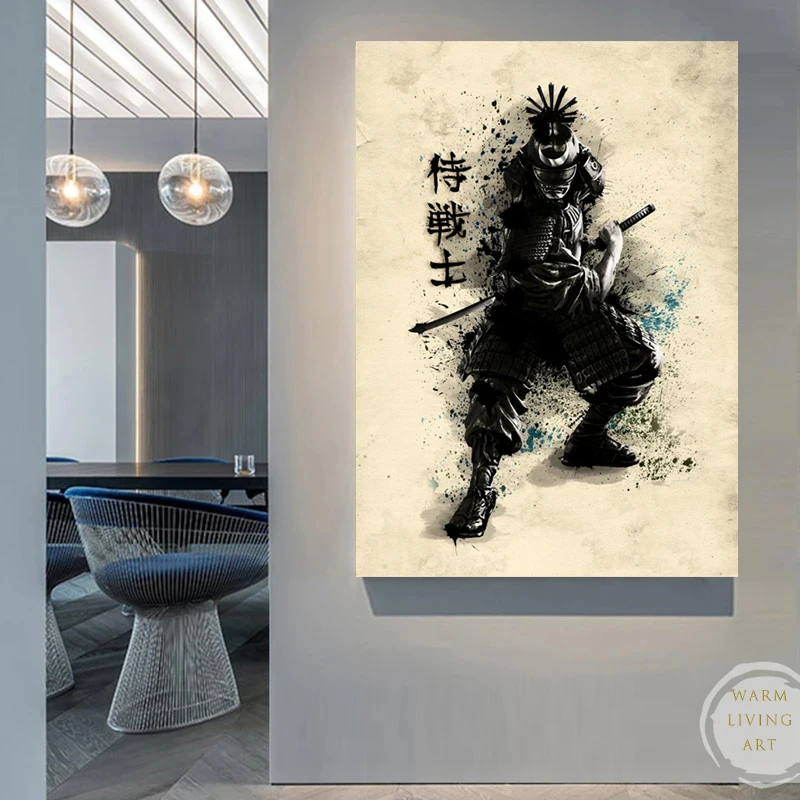 Japanese Samurai Kanji Canvas Painting Zen Bushido Character Posters and Prints Wall Art Mural Print for Living Room Home Decor