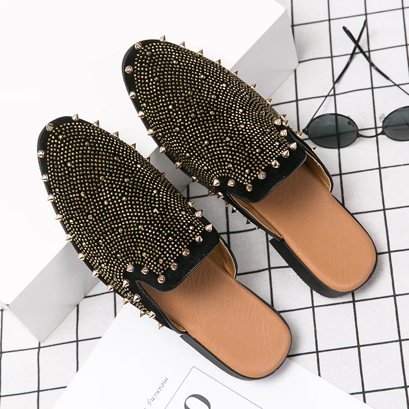 Summer High Quality Social Shoes Male Casual Rivet Loafers Retro Studded Leather Shoes for Men Comfortable Slip on Loafers Man