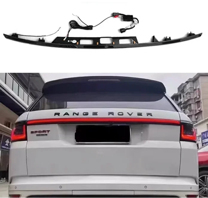 ABS Black Rear Trunk Lid Door Tail Gate Strip Trims LED Light Through Taillight For Land Rover Range Rover Sport Vogue 2013-2022