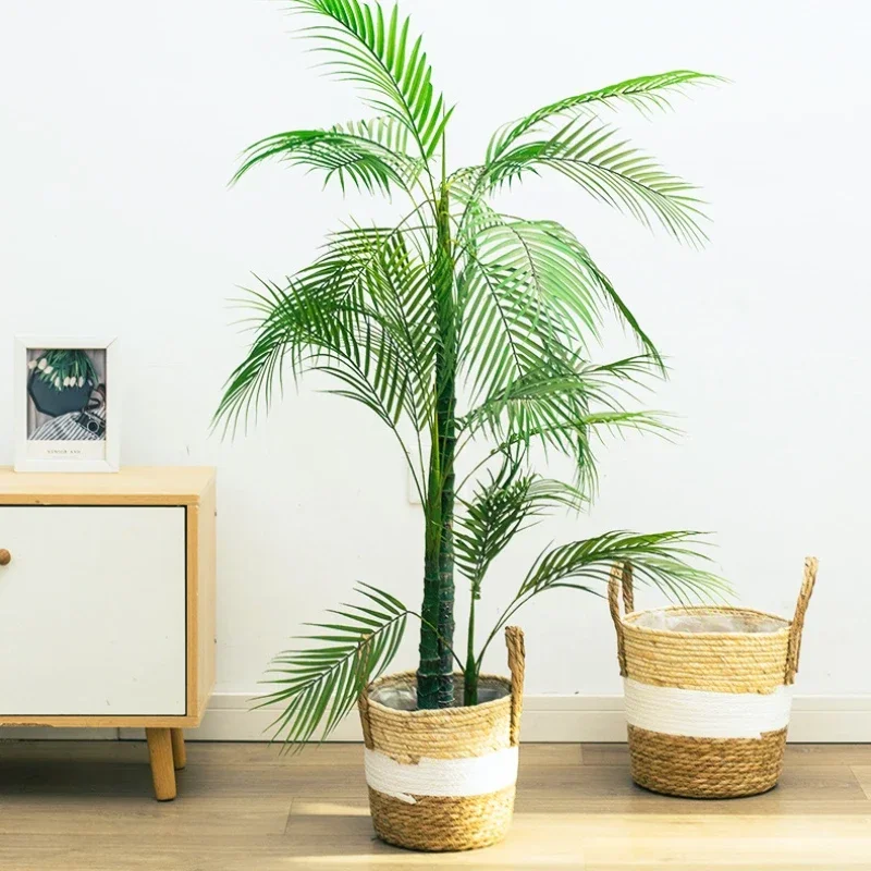 Extra Large Fancy Natural Planter Basket Wicker Flower Pot Home Decor Garden Bamboo Seagrass Storage Baskets Toy Holders