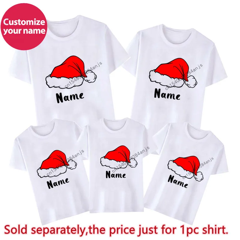 Family Matching Christmas Party Clothes Mother Father Daughter Son Kid Baby T Shirt Cousin Aunt Tshirt Short Sleeve Top Tee