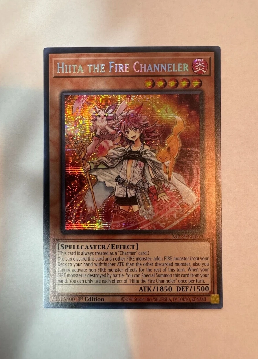 

Yugioh KONAMI Duel Monsters TCG MP24-EN094 Hiita the Fire Channeler Secret Rare English 1st Edition Collection Mint Card