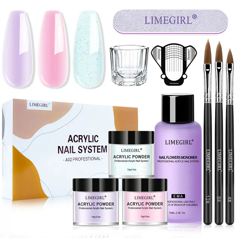 

LIMEGIRL Nail Acrylic Powder and Liquid Monomer Set Nails Art Decoration Acrylic Crystal Powder Suitable Beginner Manicure Tools