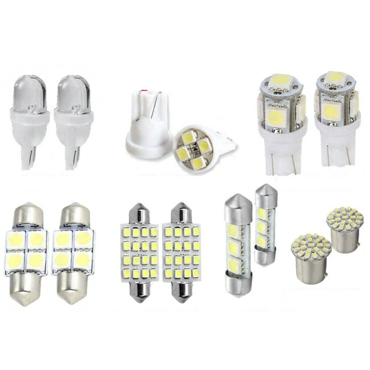 Kit LED Pacote Interior para o Mapa Dome, Branco License Plate Luzes, T10, 36mm, 14pcs