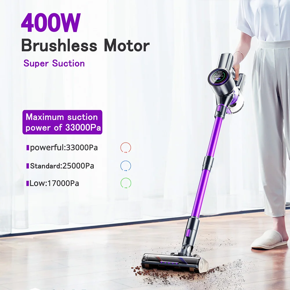 SmartAI P40 Cordless Vacuum Cleaner Powerful 33KPa Strong Suction Power 6 Layer Filtration 1.3L 6 in 1 Electric Broom for Floor