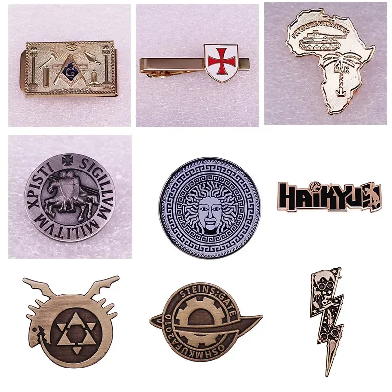 

High Quality Retro Metal Wallet Interesting Cartoon Anime Rune Lapel Brooch Denim Jacket Backpack Pin Decoration Friends Gifts