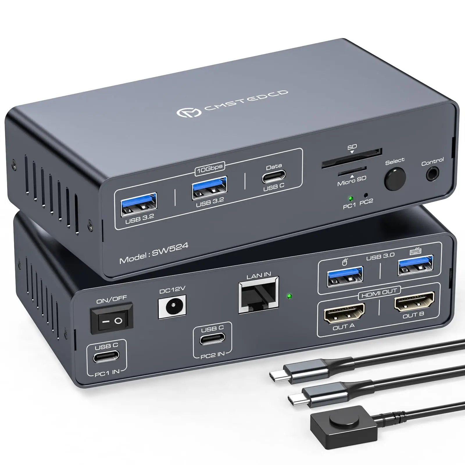 8K USB-C ThunderBolt KVM-schakelaar 4K120Hz 2 laptops 2 monitor Type C 12 IN 1 dockingstation 10 Gbps USB voor Macbook 2PC SD/microSD