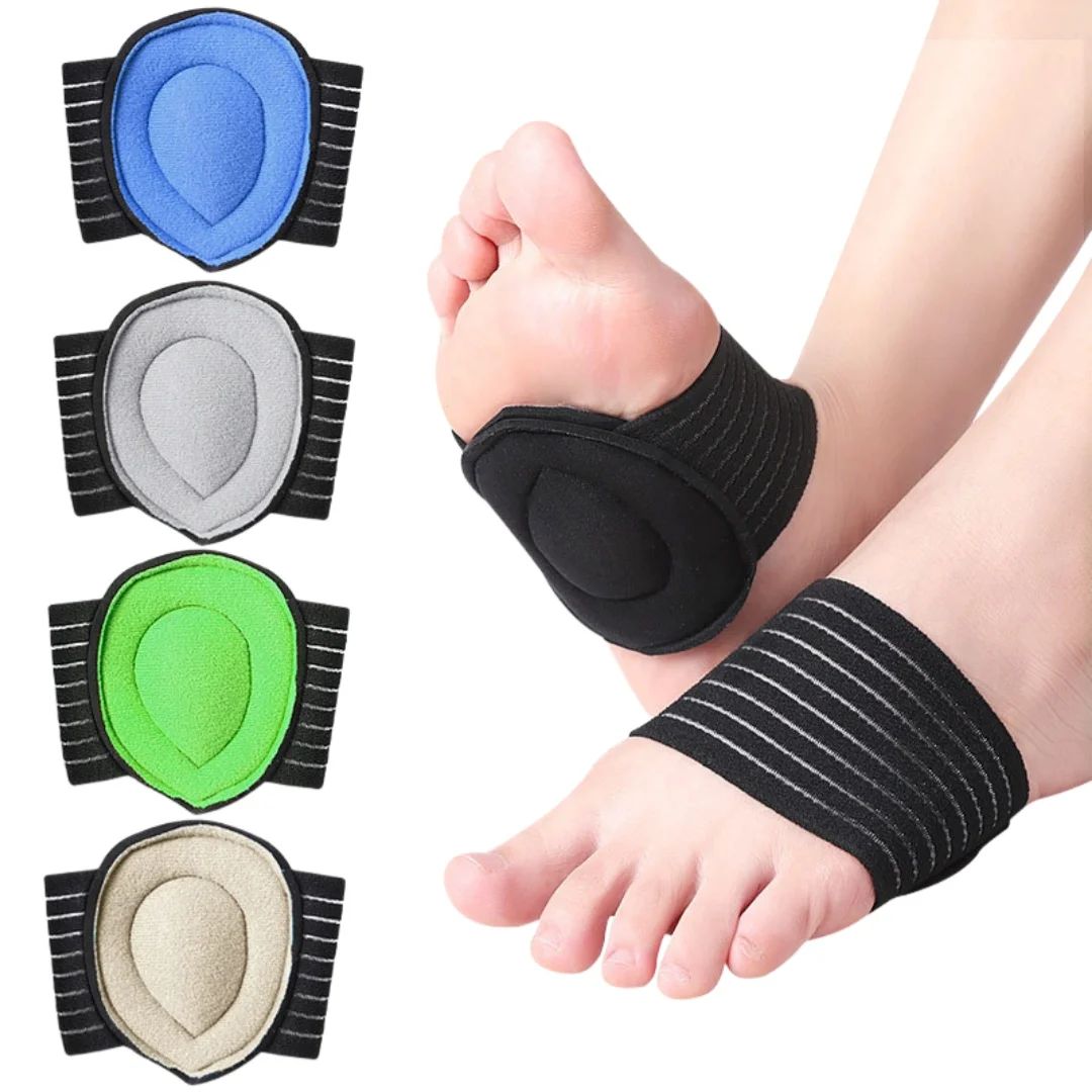 1Pair Thick Foot Care Pads Flat Foot Arch Support Pads Orthopedic Insoles Plantar Fasciitis Heel Pain Aid Bandage Foot Sleeves