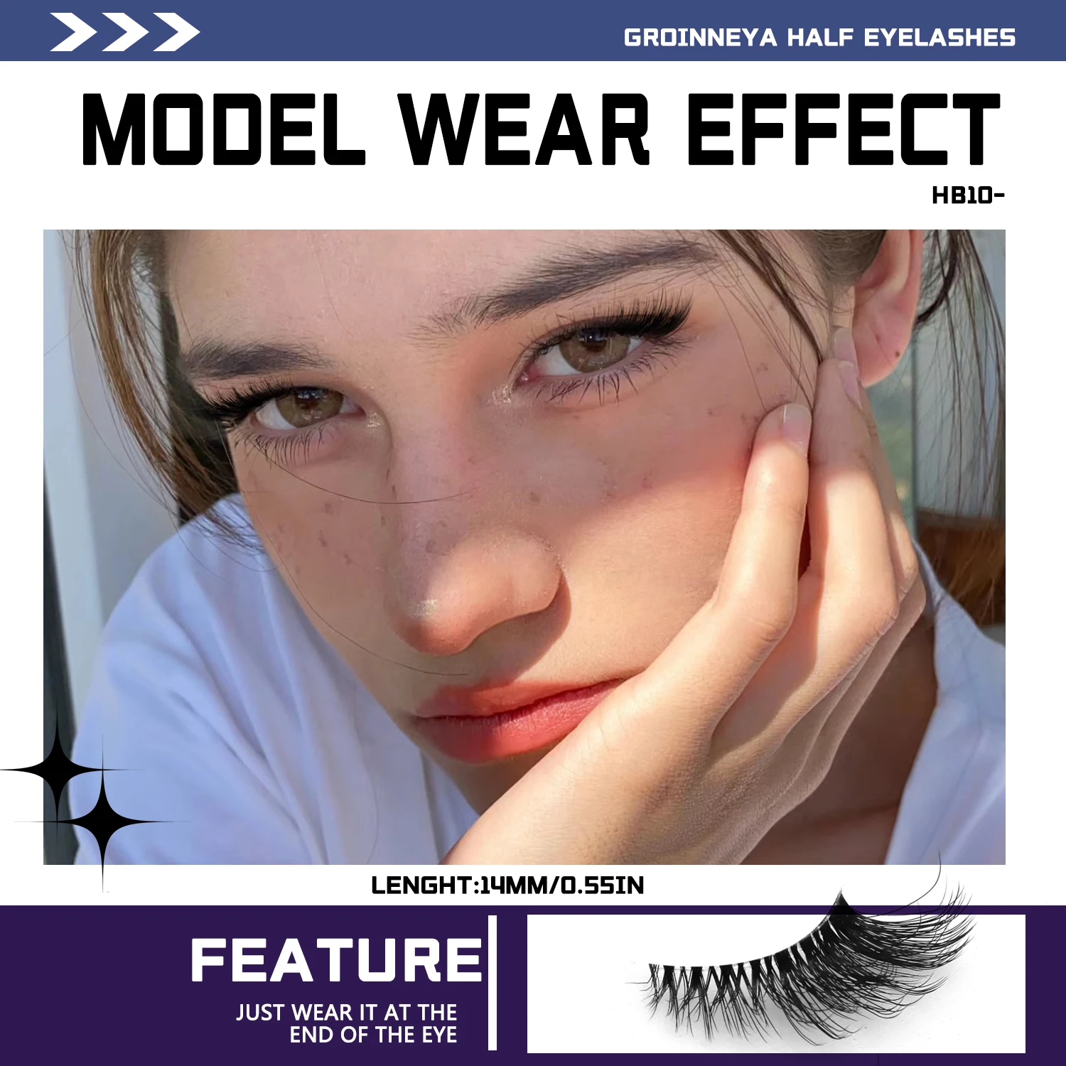 ヴェルトライネ ハーフラッシュ ナチュラルつけまつげ ウィスピー キャットアイラッシュ クリアバンド アクセント ショートつけまつげ メイクアップ