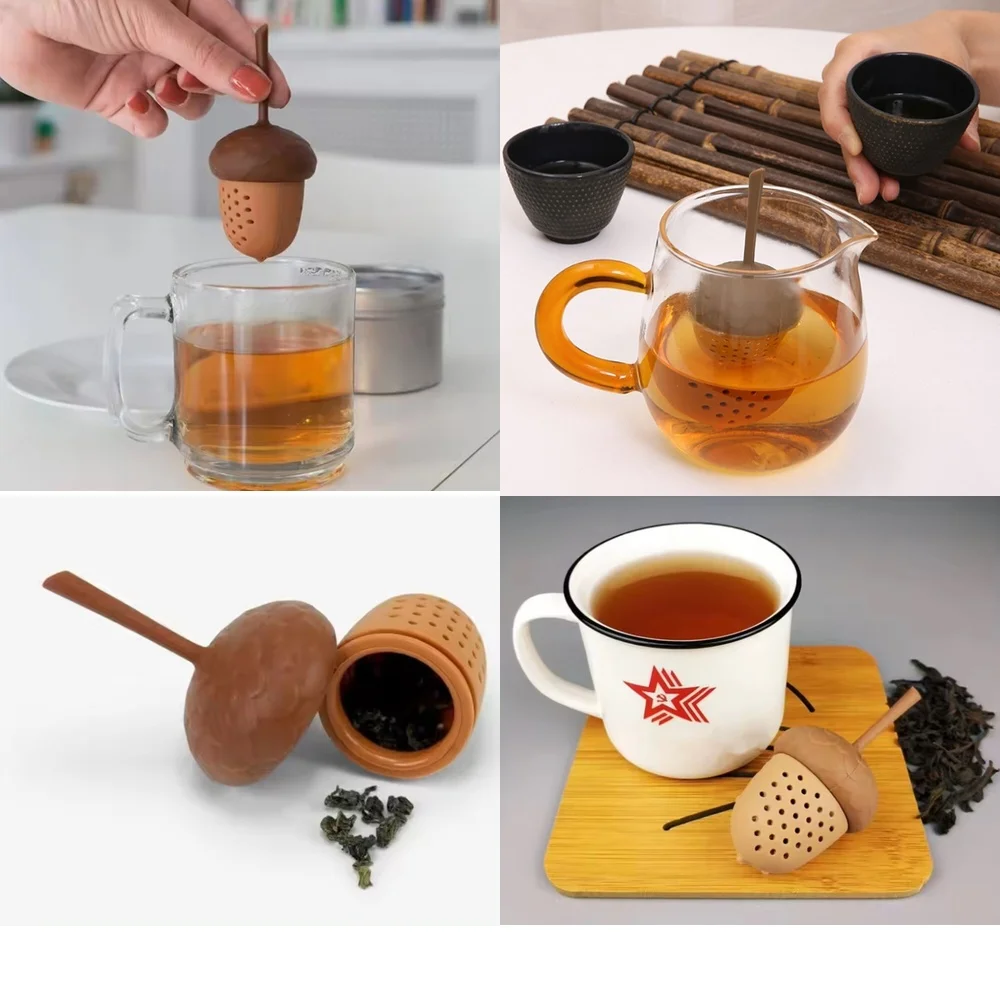 

Silicone Tea Infuser with Long Handle Reusable Loose Leaf Tea Filter Cup for Hot and Cold Brew BPA Free Easy Clean Tea Maker