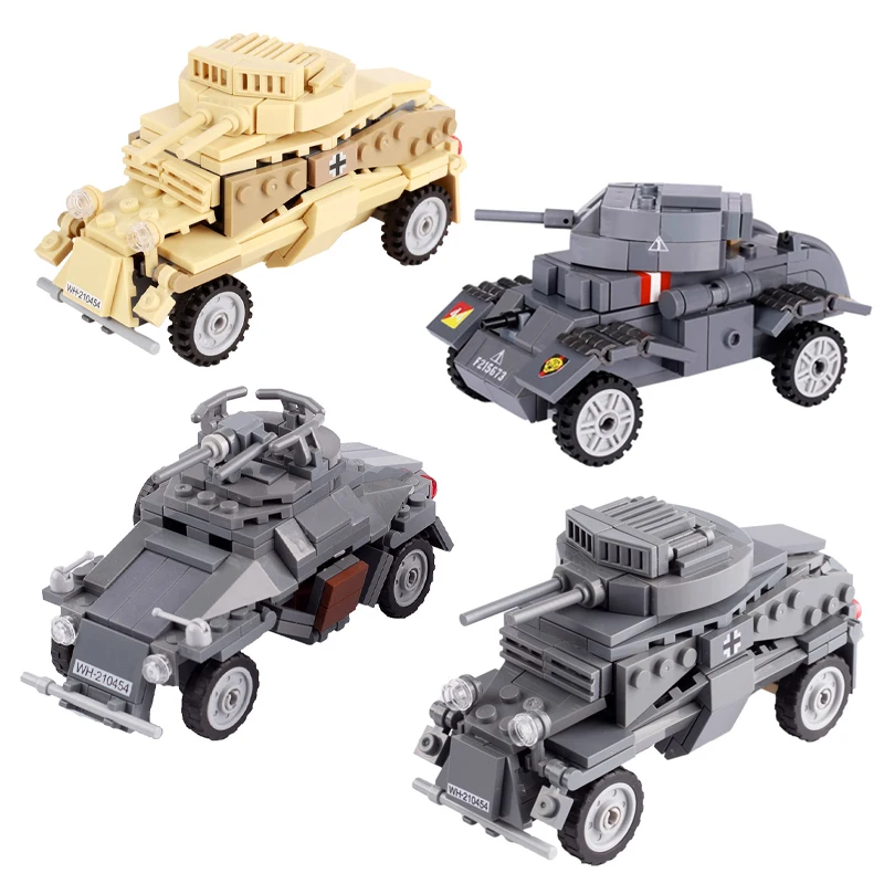 World War II Military Tank SDK FZ222 Model UK T17 Deerhound MOC Building Block Children's Assembly Brick Toy Birthday Gift