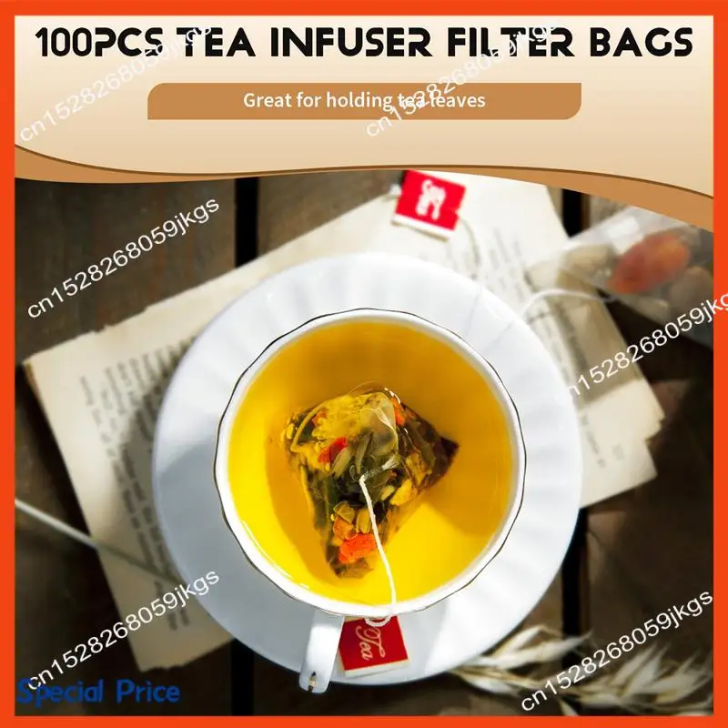 ABIY 100Pcs Tea Bag Infuser With String Heal Seal Sachet Filter Paper Nylon Teabags Empty Tea Bags