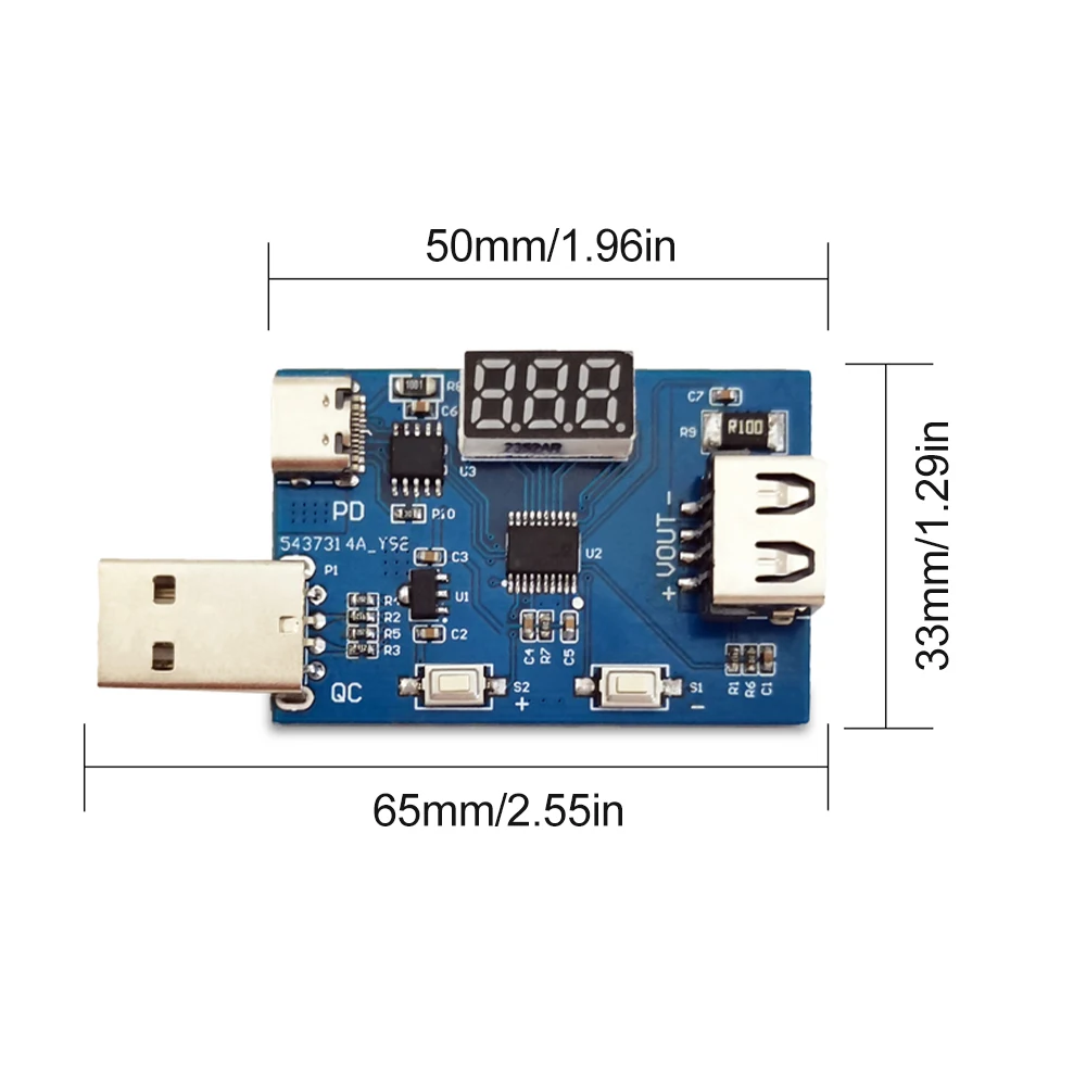 3.6~20V adjustable voltage charging head aging test module QC2.0 QC3.0 PD3.0 decoy