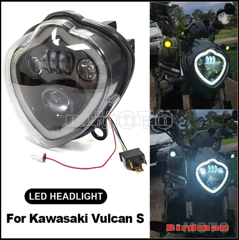 

Motorcycle 12V LED Headlight Assembly DRL Low/High Beam For Kawasaki Vulcan 650S EN650 2015-2021 Running Lights Headlamp 32W/60W