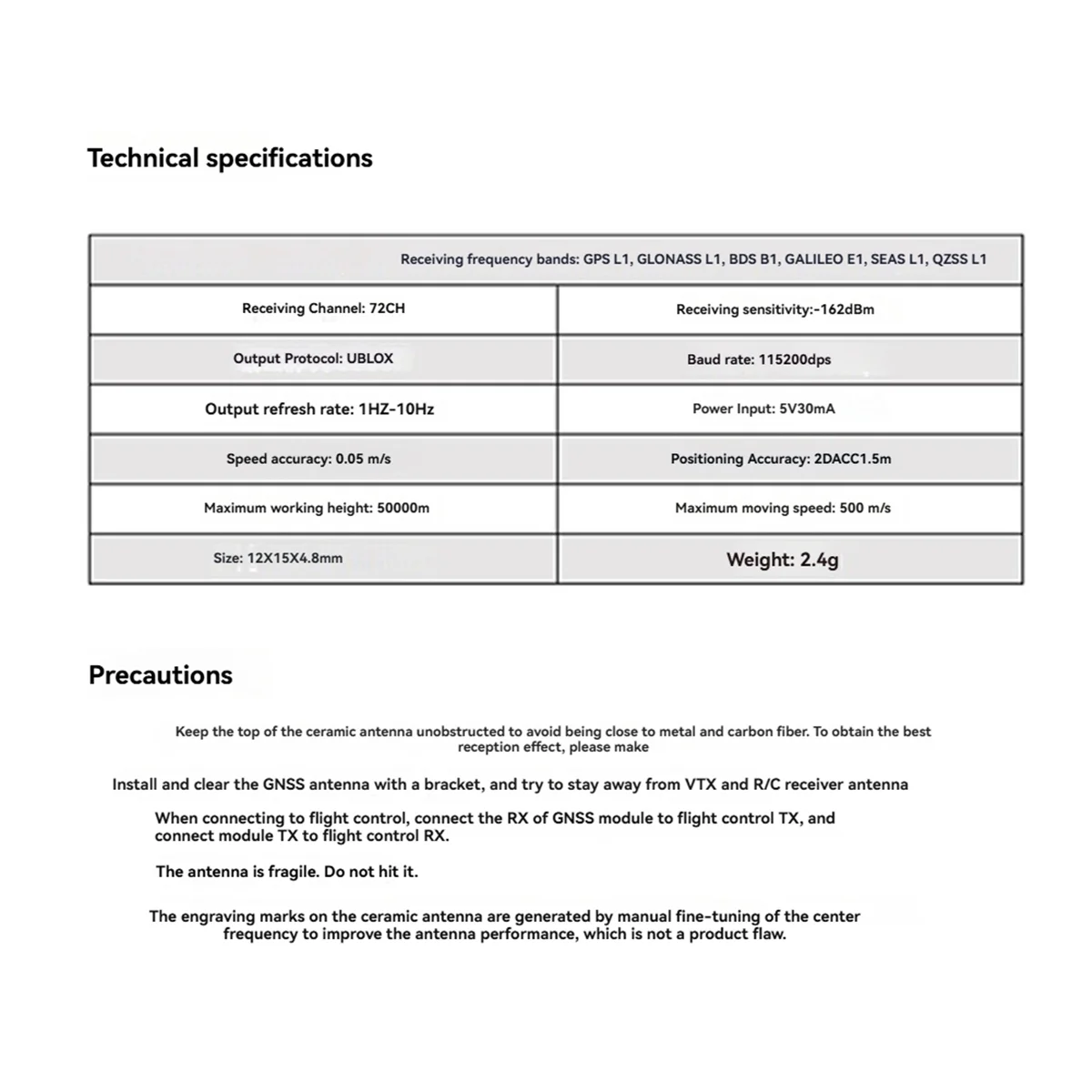 GNSS 마이크로 타입 M10 GPS 모듈 용 A07I RC FPV 프리 스타일 드론 DIY 부품 용 내장 세라믹 안테나