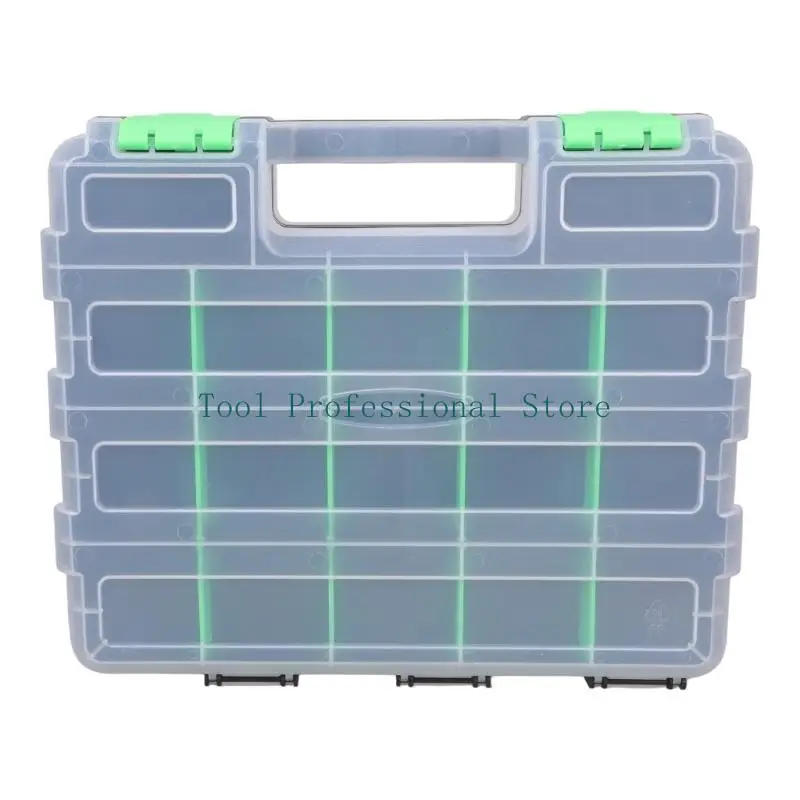 57QF Portable Storage with Double Secure Lock Removable Bin Compartment Multipurpose Hardware Tool Box Storage