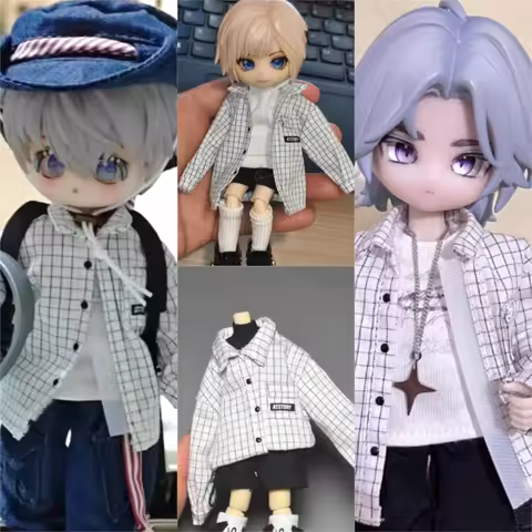 06FS027 1/12 Scale Fashion Male Action Figures Grid Long Sleeves Shirt Clothes Model for 6'' BJD Soldier Dolls Accessories