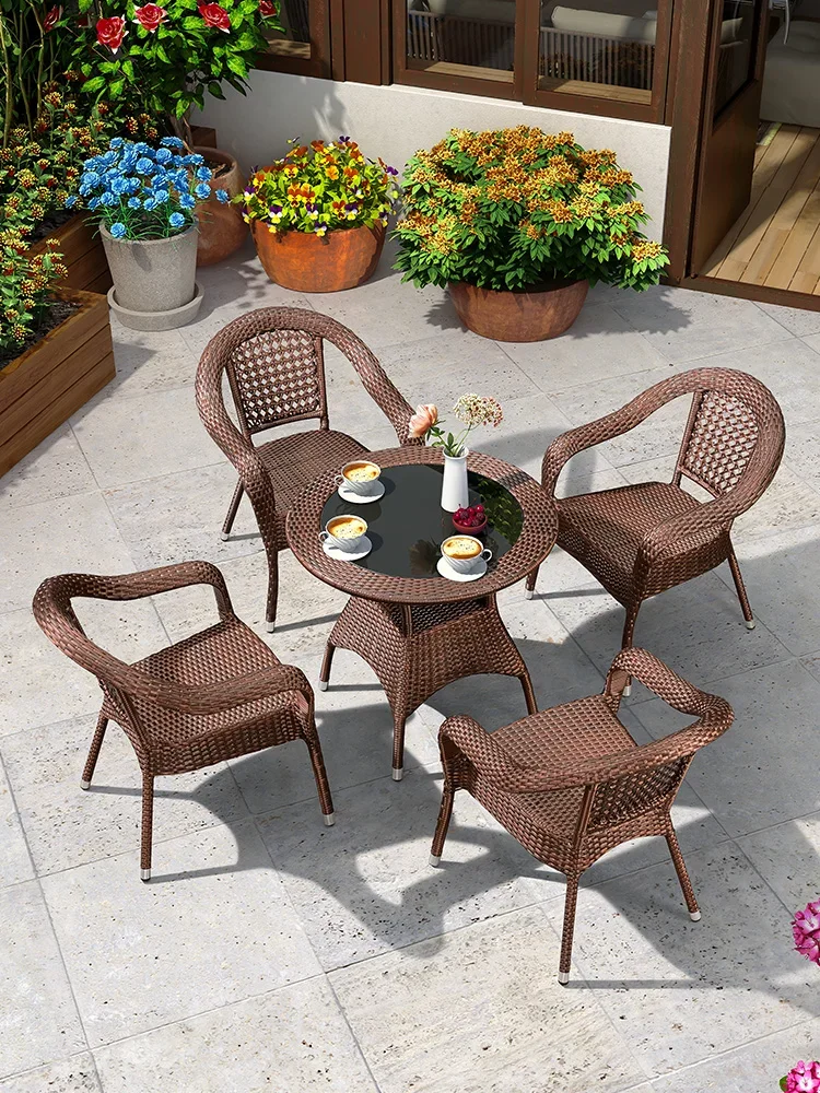 The product can be customized.Five piece set of leisure outdoor backchairs, balcony chairs, courtyard rattan weaving outdoor