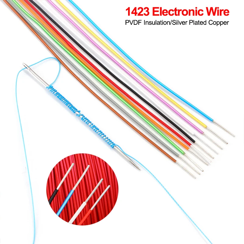 5m High Temperature Wire Silver Plated Copper Cable 38 36 34 32 30 28 26 24AWG Single Core Micro Fine 1423 Electronic Wires