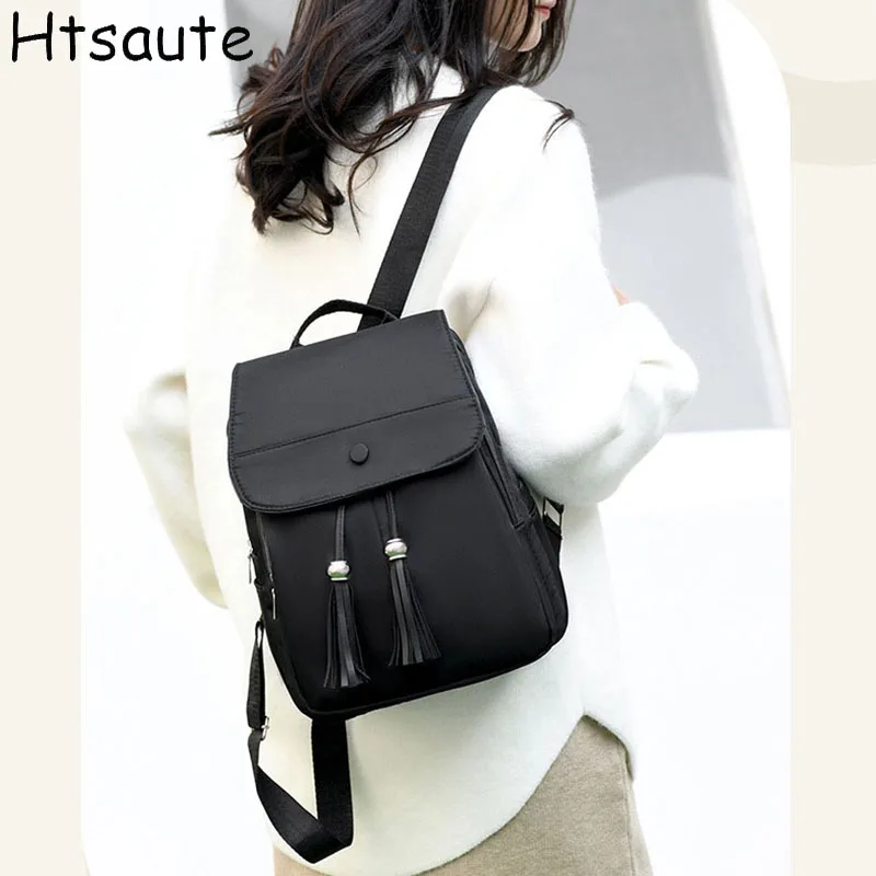 

High Quality Nylon Women Back Pack Solid Color Waterproof Travel Backpack Outdoor School Bags Girls Shoulder Bag Sac A Dos